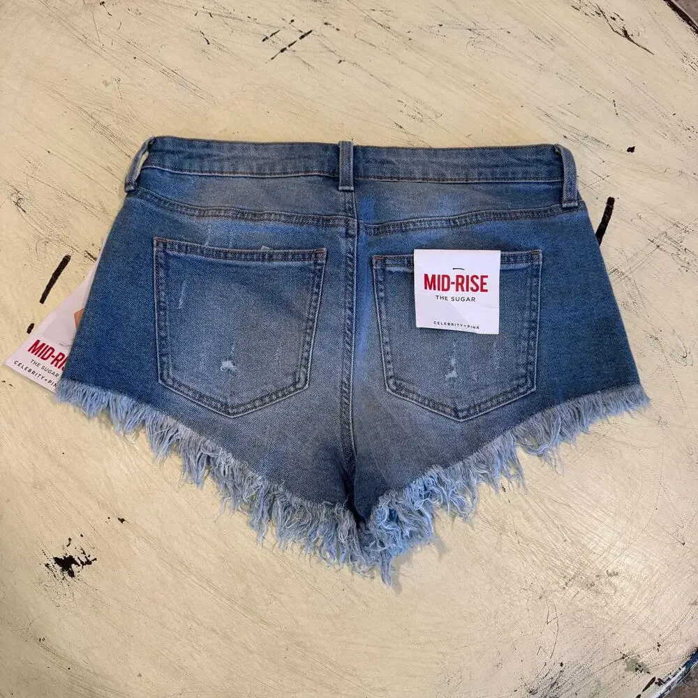 Celebrity Pink Women's Mid-Rise Shorts The Sugar Size 7/28 Cut Off‎ NWT